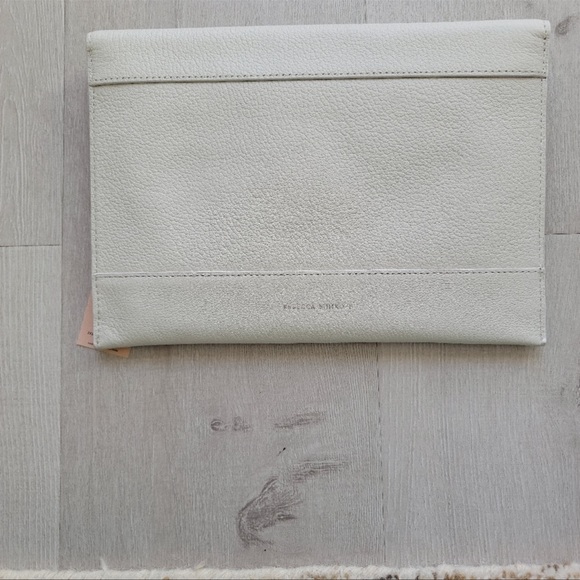 Rebecca Minkoff LEO Plaster chain clutch white black stitch - Picture 4 of 6